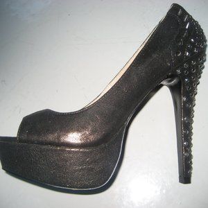 D.A.O. Define an Original Bronze Platform Peep Toe High Heel Stiletto Size 8 NIB